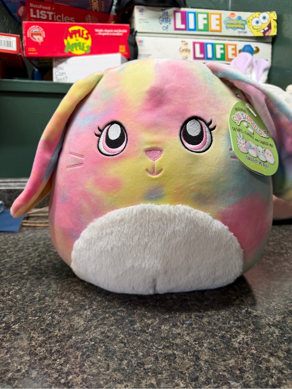 Squishmallows Pastel Tie-Dye Bunny Plush - Pink Yellow Blue